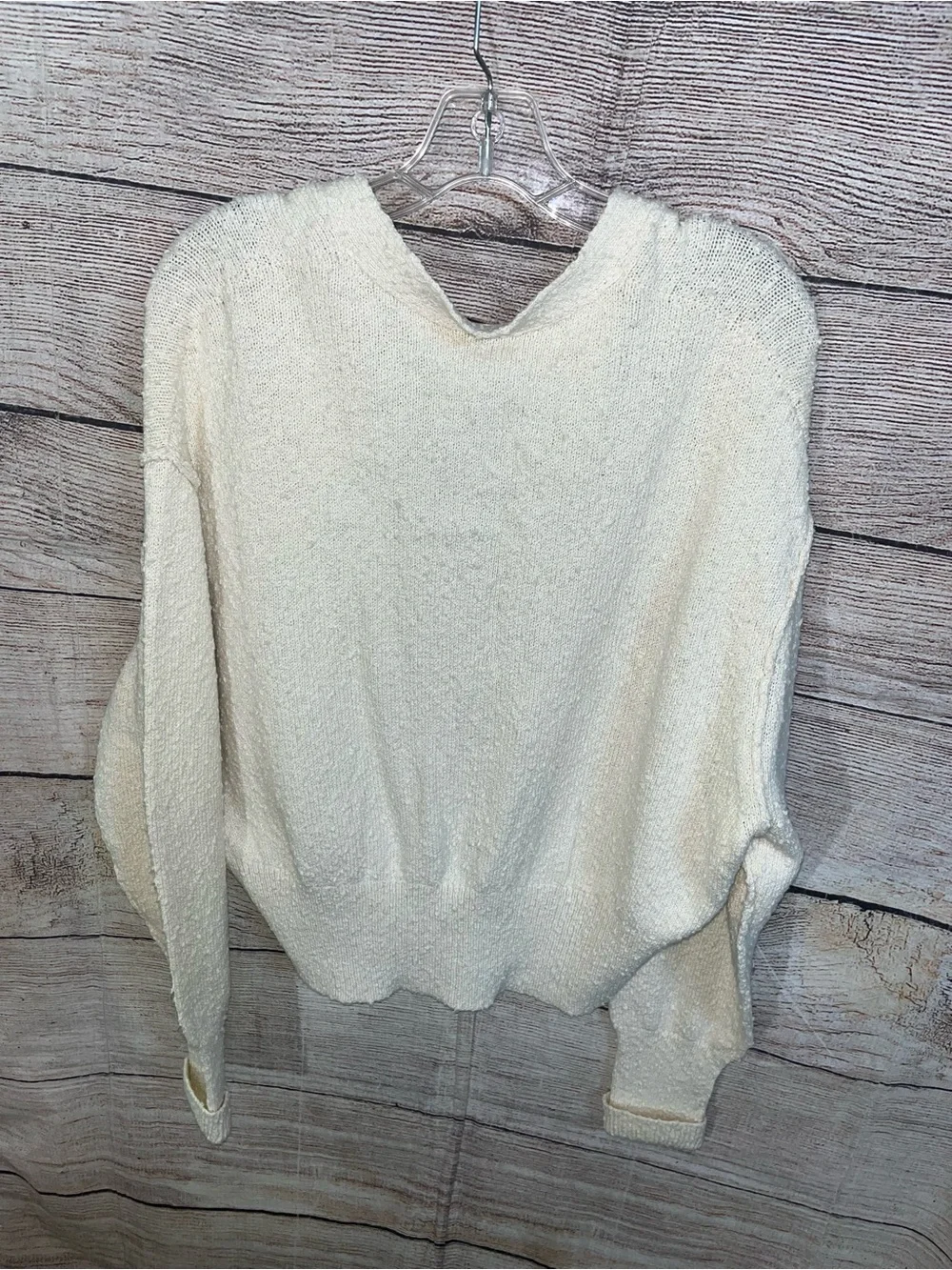 😍 Free People Cream Button-Front Knit Long Sleeve V-neck Cardigan size XS